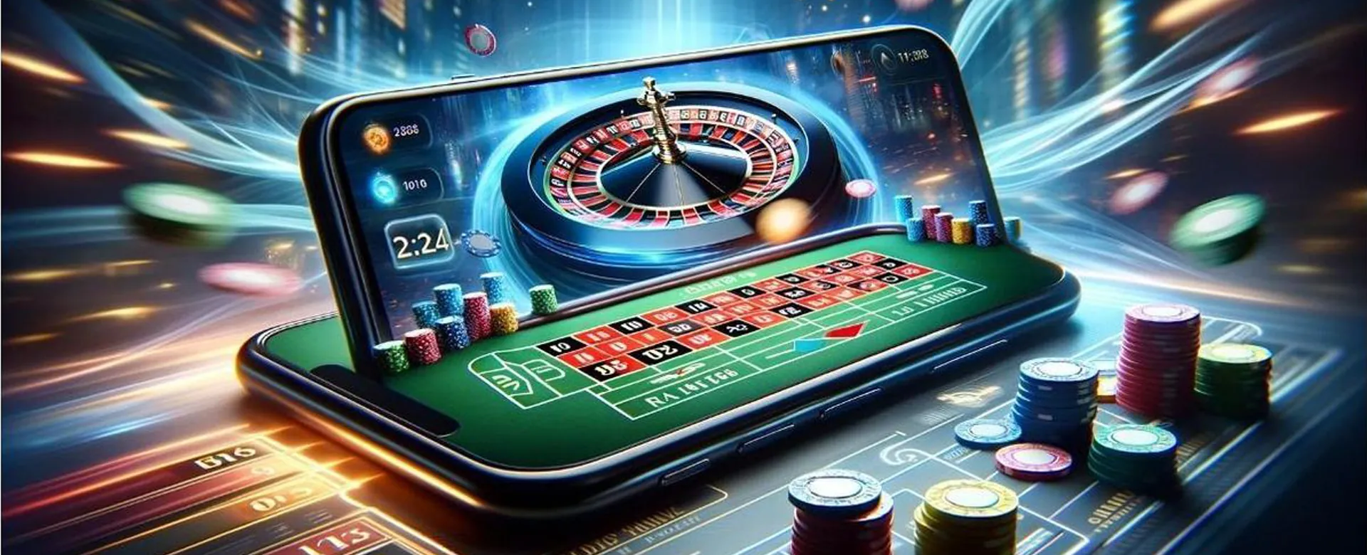 Win96 Poker table with cards and chips